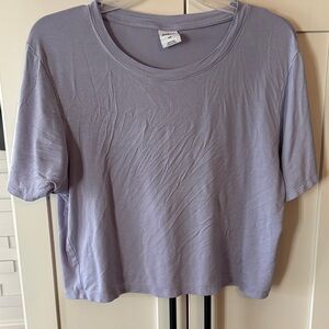 Joe Fresh Light Lavender Cropped Short-Sleeve Crewneck Tee